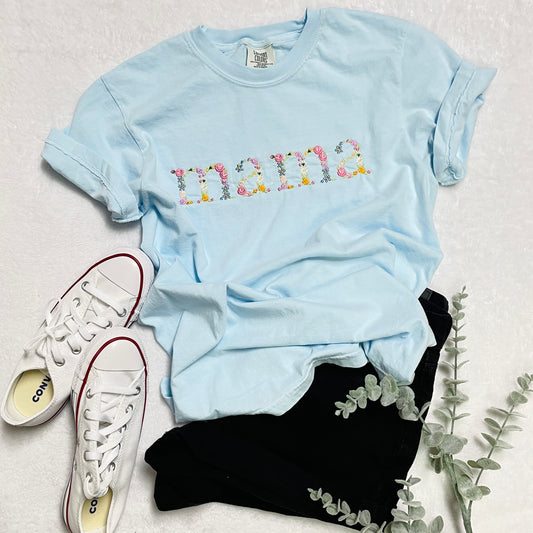 Floral Mama Embroidered T-shirt