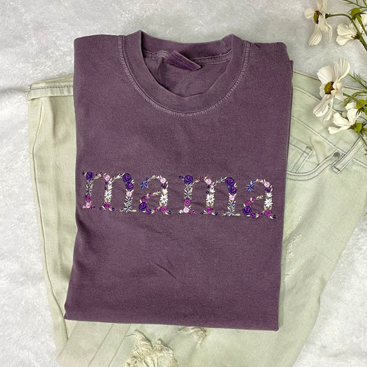 Floral Mama Embroidered T-shirt