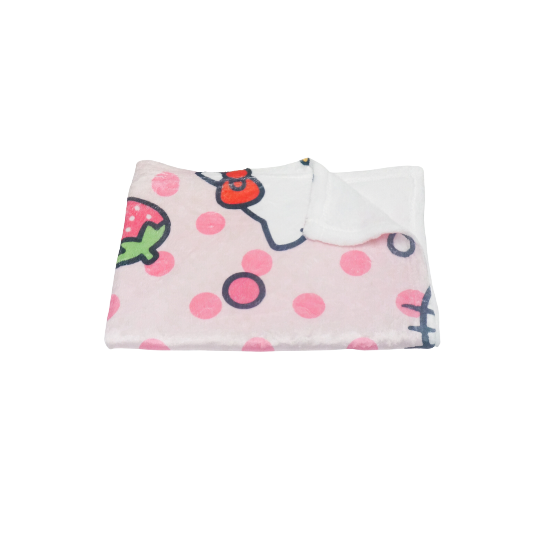 Kawaii Kitty Strawberry Minky Blanket