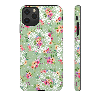 Phone Case - Floral Hmong Inspired Green