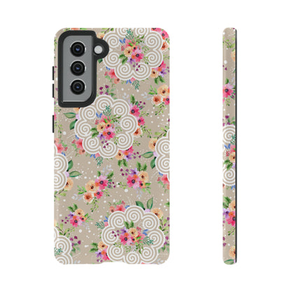 Phone Case Floral Hmong Inspired - Khaki