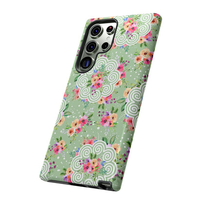 Phone Case - Floral Hmong Inspired Green