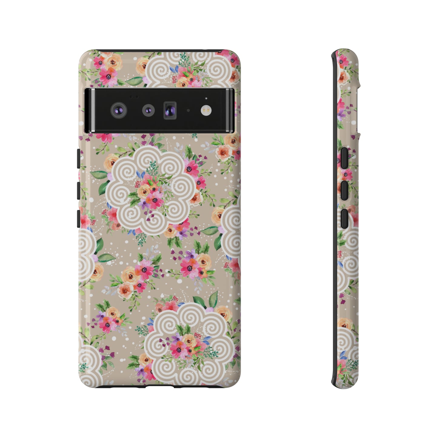 Phone Case Floral Hmong Inspired - Khaki