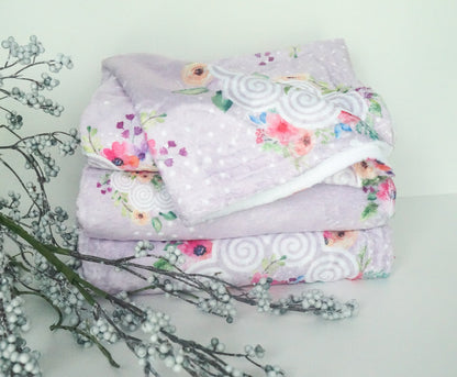 Lixam Minky Floral Blanket - Thistle