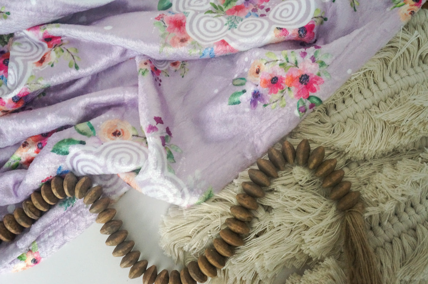 Lixam Minky Floral Blanket - Thistle
